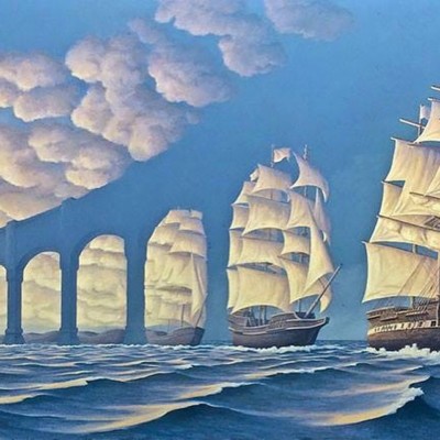 Illusion Painting, Sea, Painting, Ship