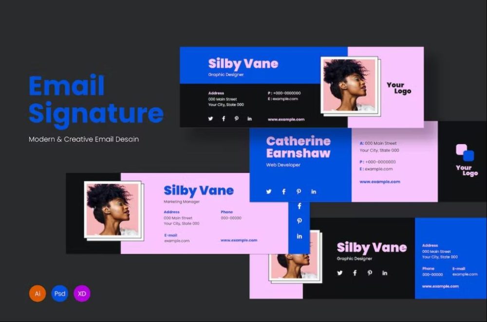 Free Editable Email Signature Template Psd Graphic Cloud