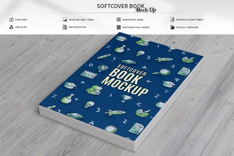 3D Softcover Book Mockup