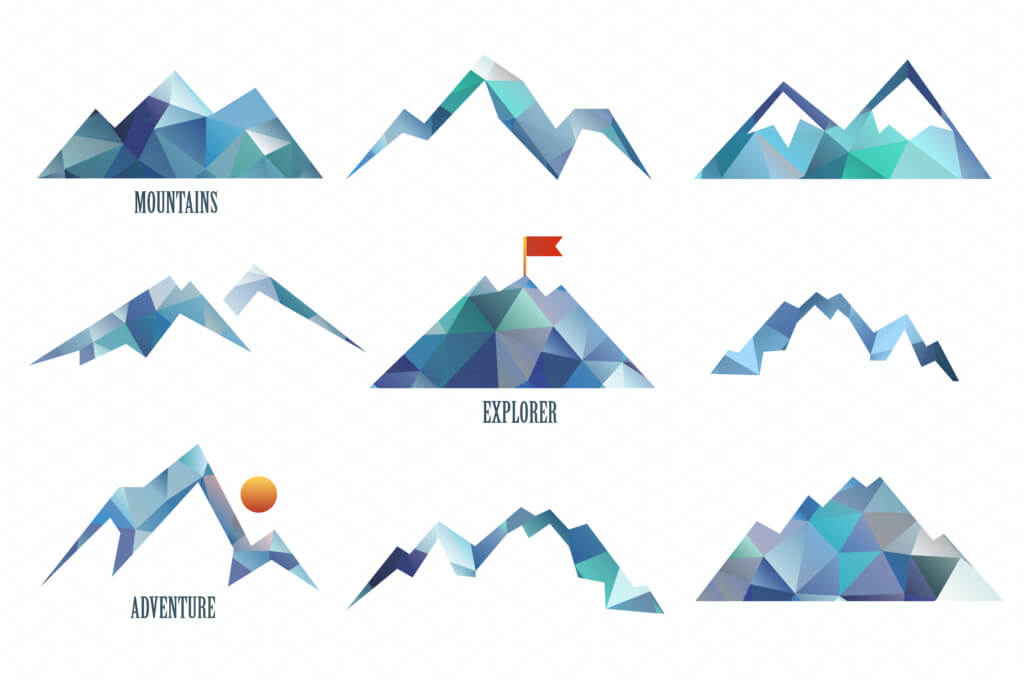 triangle,	rock,	isolated,	hill,	vector,	sign, simple,	gray,	shape,	label,	top,	symbol, element,	logo,	origami