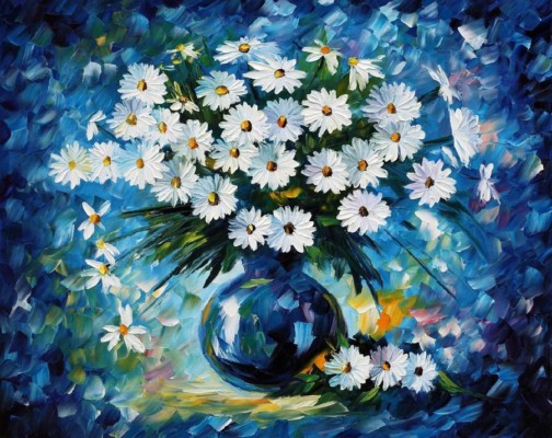 flower-paintings amazing white flower with blue background painting 11