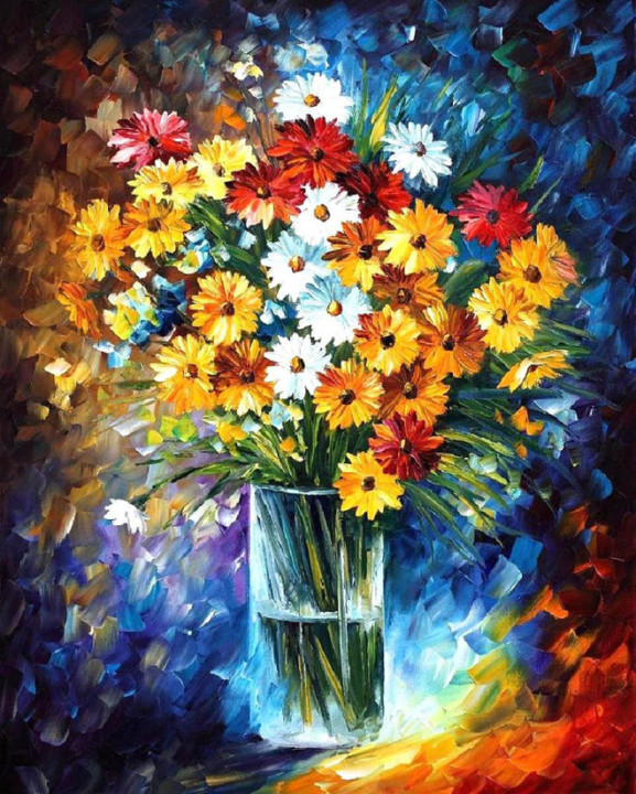 flower-paintings amazing white flower with blue background painting 15