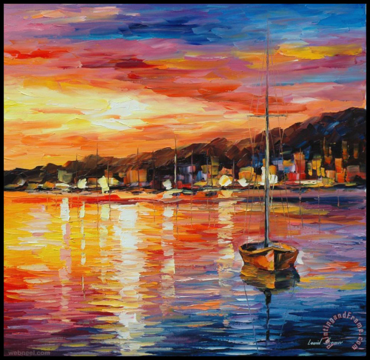 Painting Sunrise Sunset Moon Painting Rise Pictures Sunset Oil
