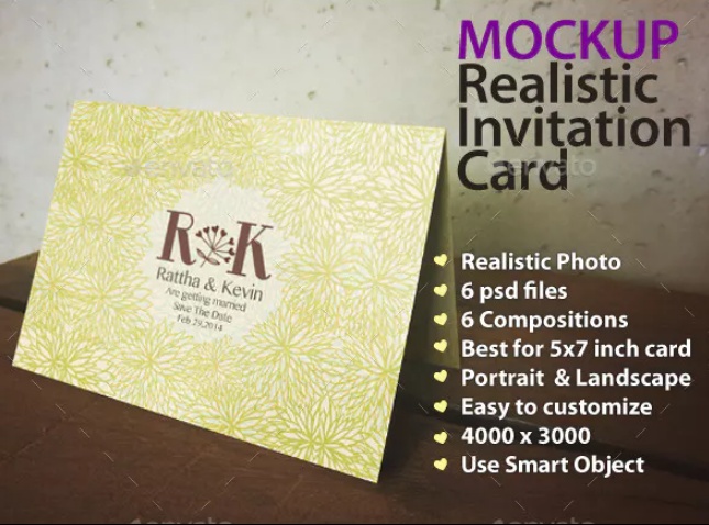 Customizable Invitation Card Mockup PSD