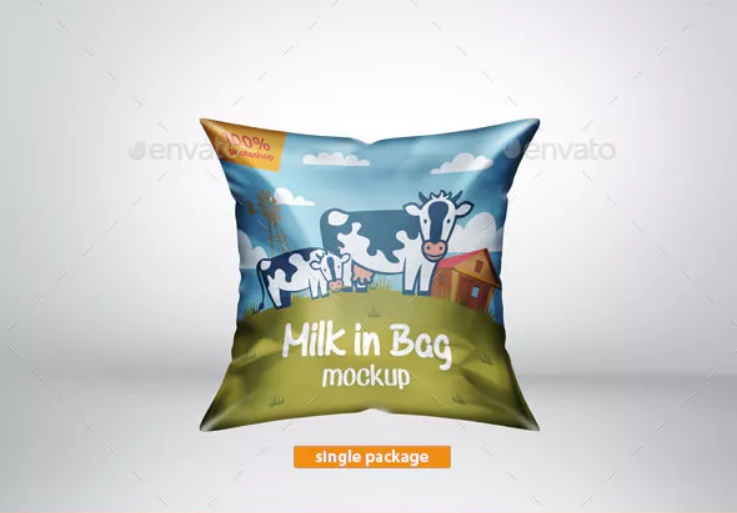Milk Bag Mockup PSD