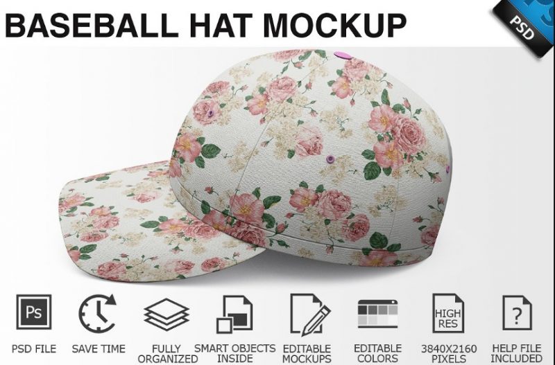 Realistic Baseball Hat Mockup