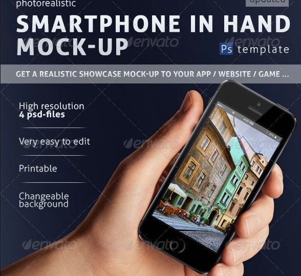 Smartphone in Hand Mockup