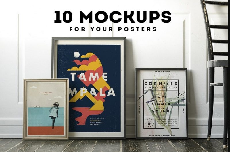 10 Poster Frames Mockup PSD