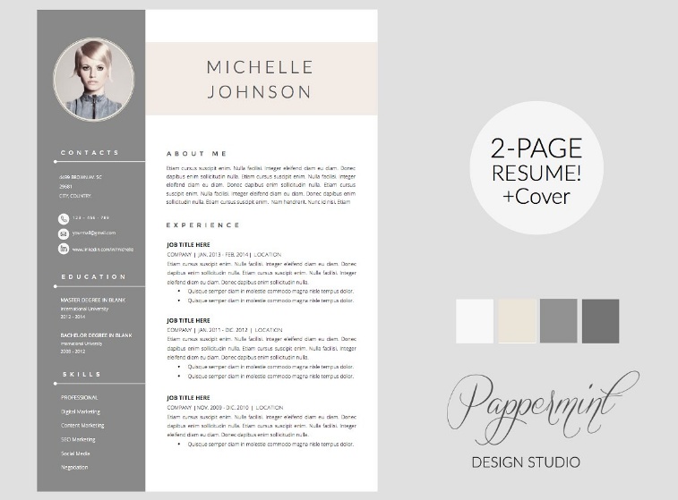 2 Page Resume Template PSD