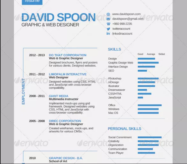 Creative One Page Resume Template