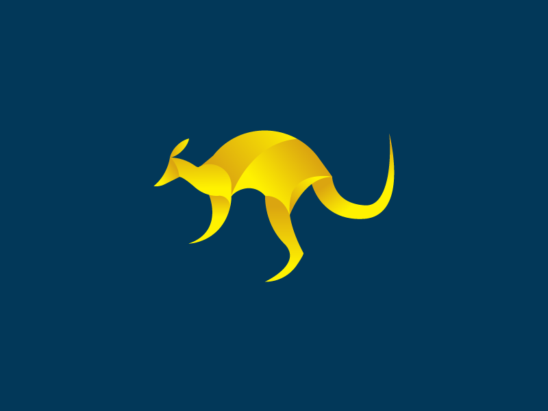 Golden Kangaroo Logo Design