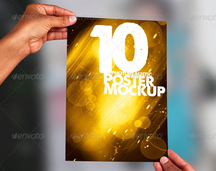 Poster in Hand Mockup PSD