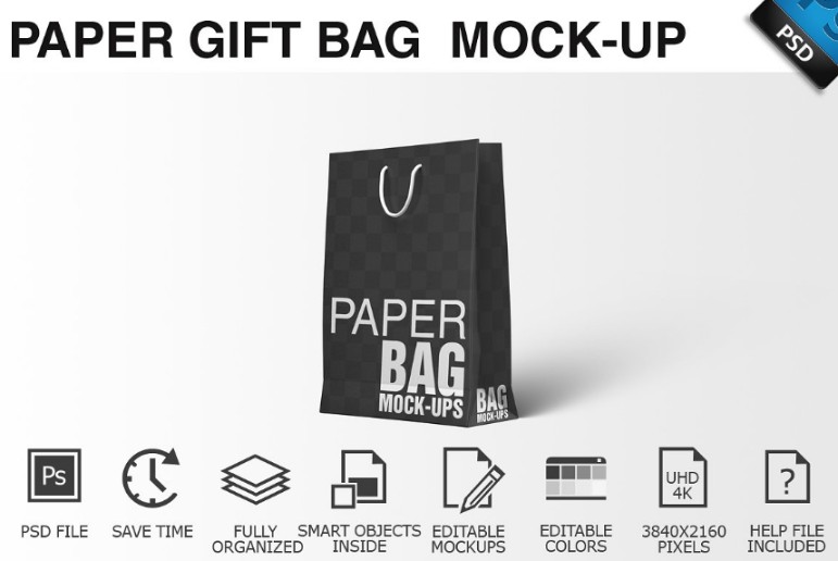 Paper Gift Bag Mockup PSD