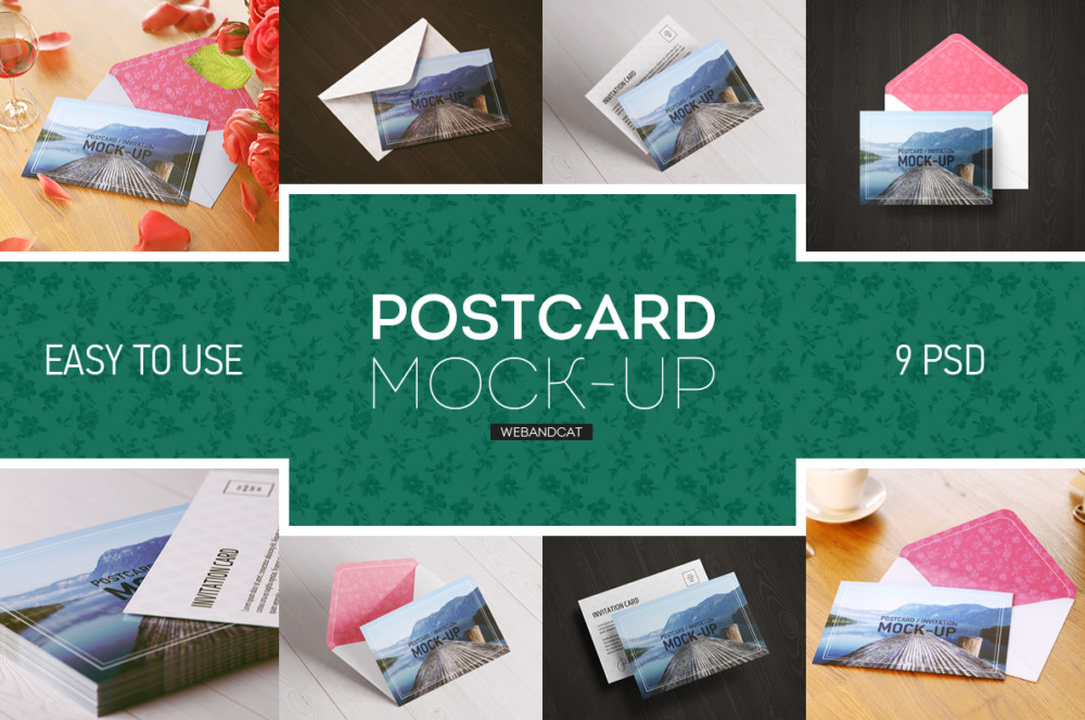 Postcard and Invitation Card Mockup