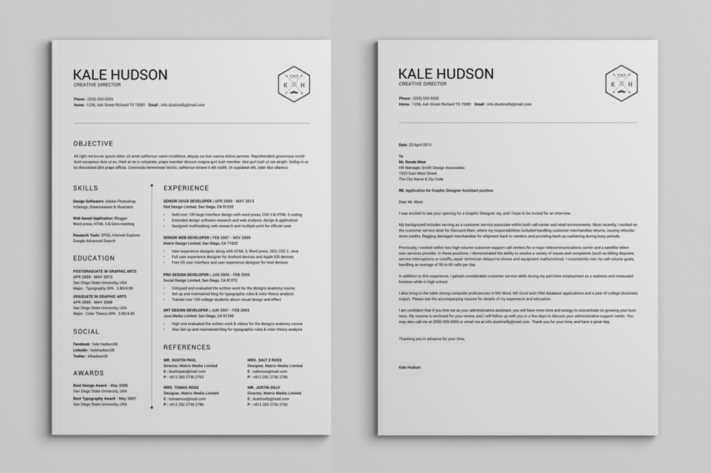 Clean Resume Template PSD and InDesign format