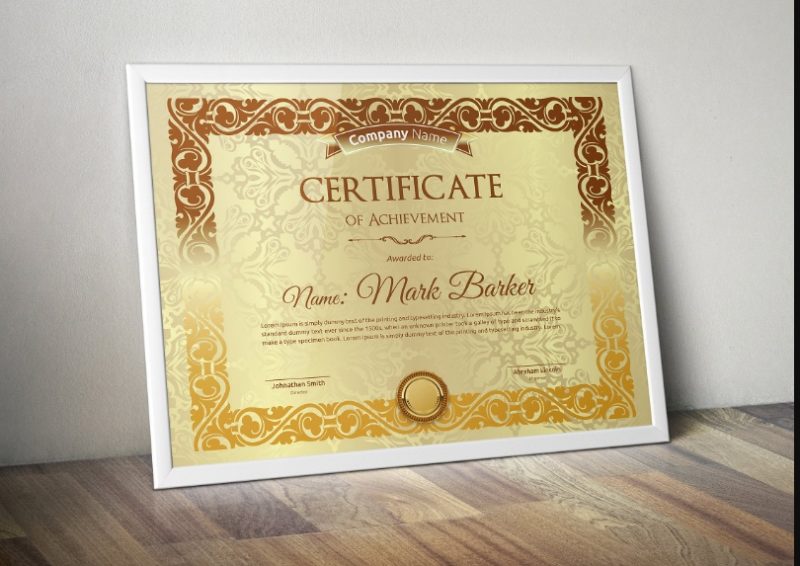 Decirated Certificate of Achievement Template