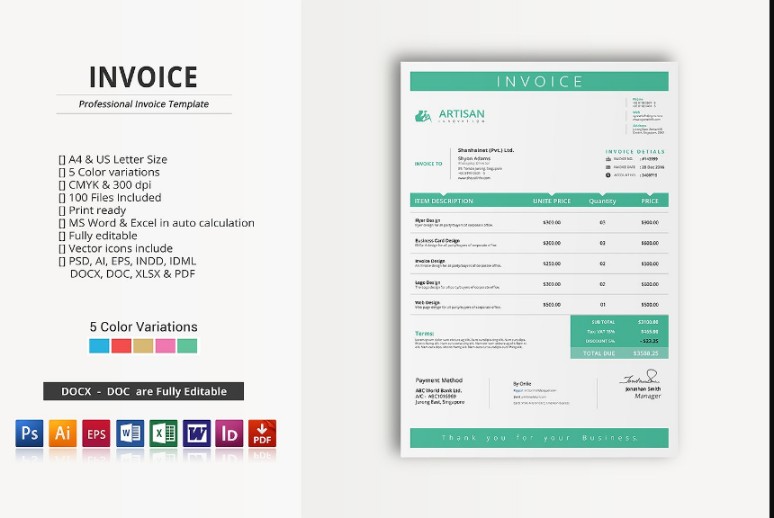 Fully Editable Invoice Template