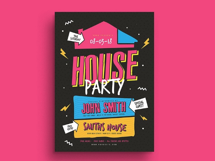 A4 House Party Flyer Template