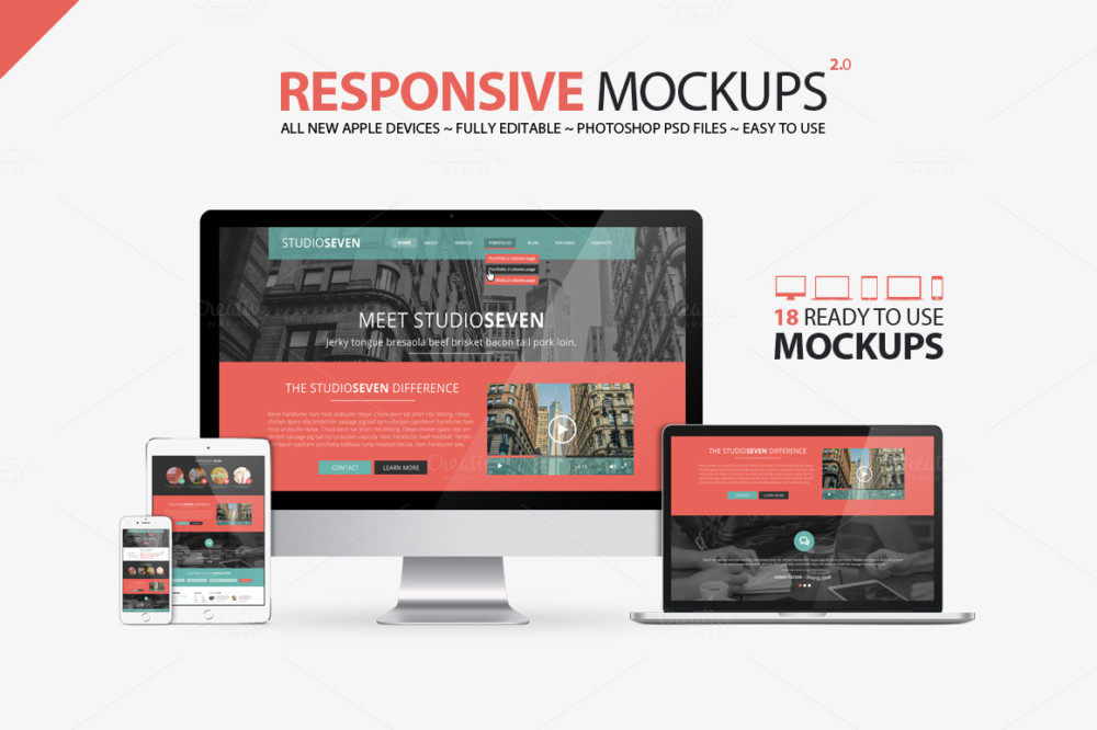 Download 15+ Responsive Mockup PSD for Website and Browser Presentation - Graphic Cloud