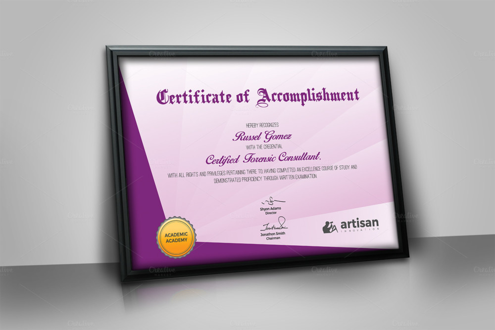 Certificate of Acomplishment Award Template