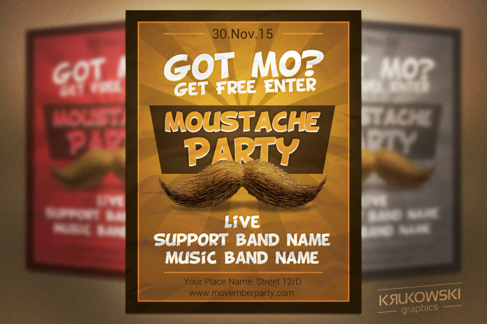 Moustache Party Invitation Template