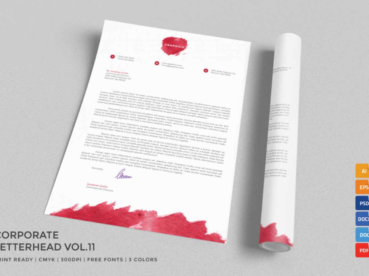 20+ Professional Company Letter Head Templates - Graphic Cloud With Regard To Html Letterhead Template