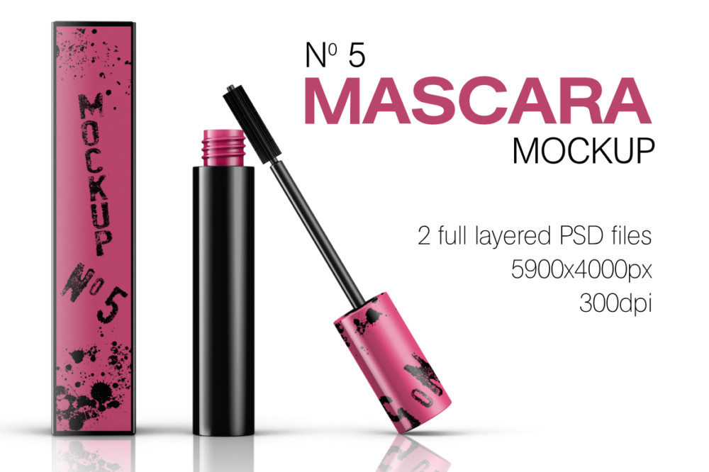mascara mockup lip balm mockup PSD cosmetic package mockup