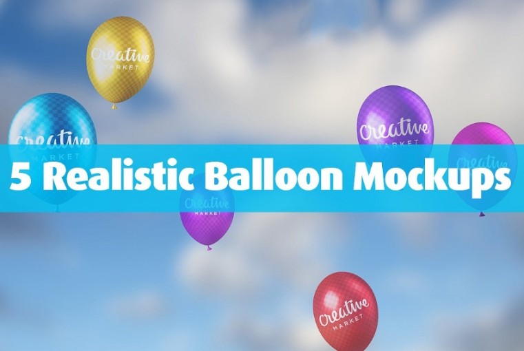 5 Realistic Balloon Mockup PSD