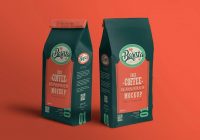 Coffee Pouch Packaging Mockup PSD