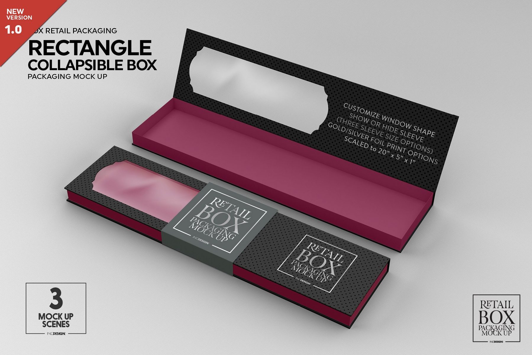 Collapsible Rectangle Box Mockup PSD