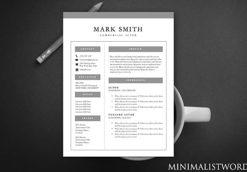 Acting Resume Template Psd Ai Indesign And Word Format Download Graphic Cloud