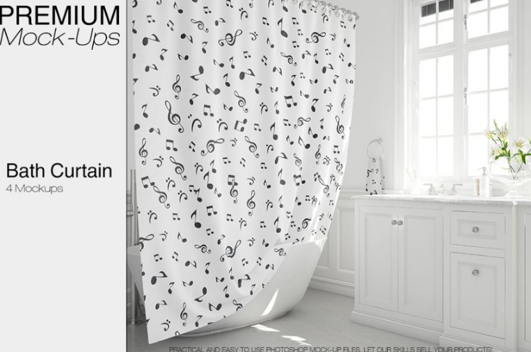 Editable Bath Curtain Mockup Pack