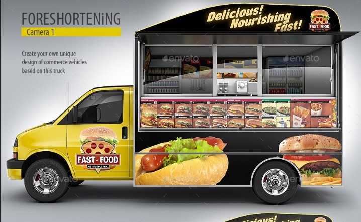 Food Truck Van Mockup