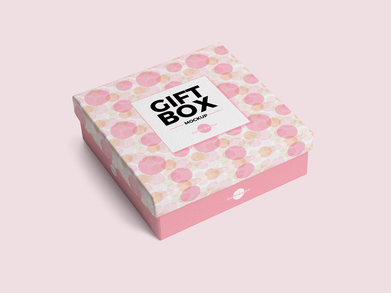 Free Gift Box Mockup PSD