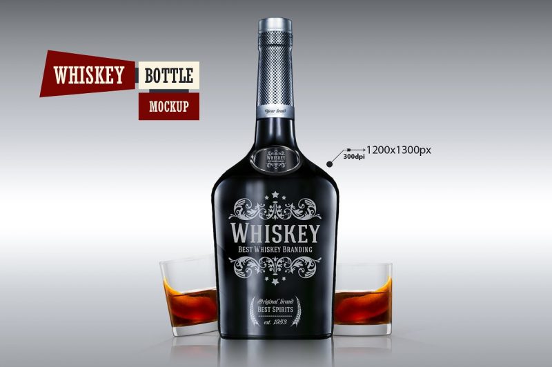 Fully Editable Whisky Bottle Mockup