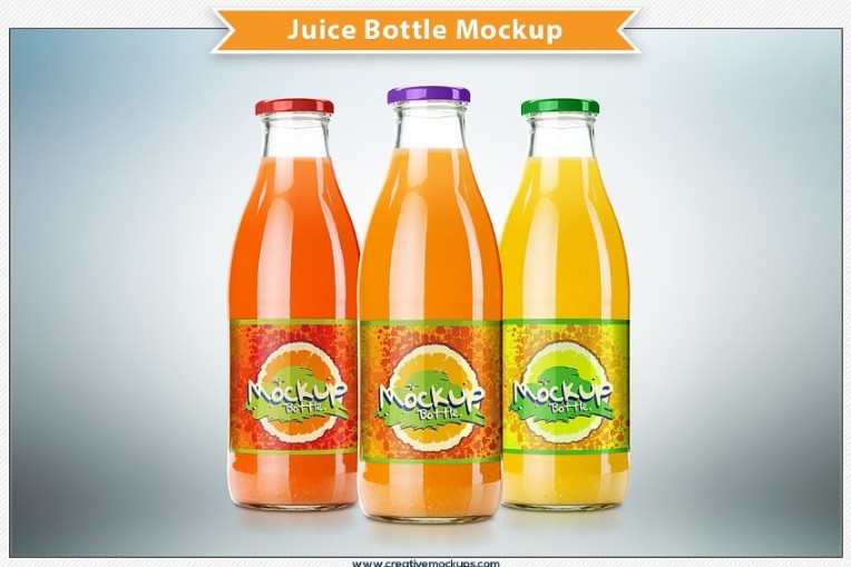 Glass Juice Bottle Mockup