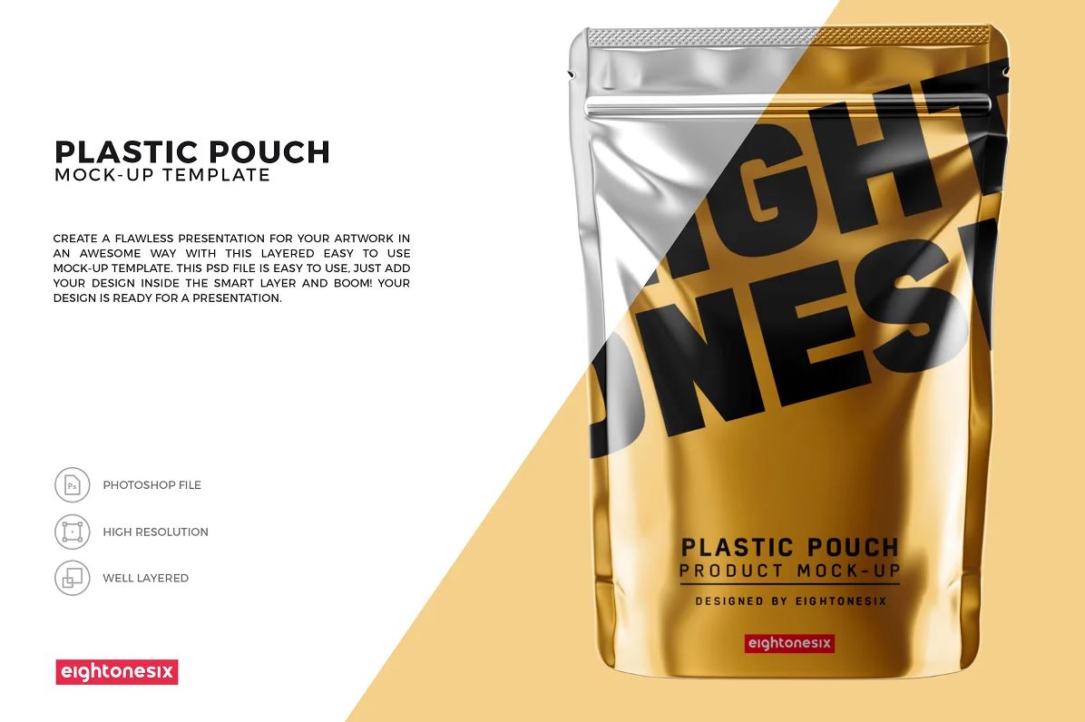 Glossy Plastic Pouch Mock-Up