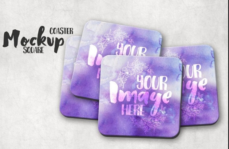 Hardboard Coaster Mockups PSD