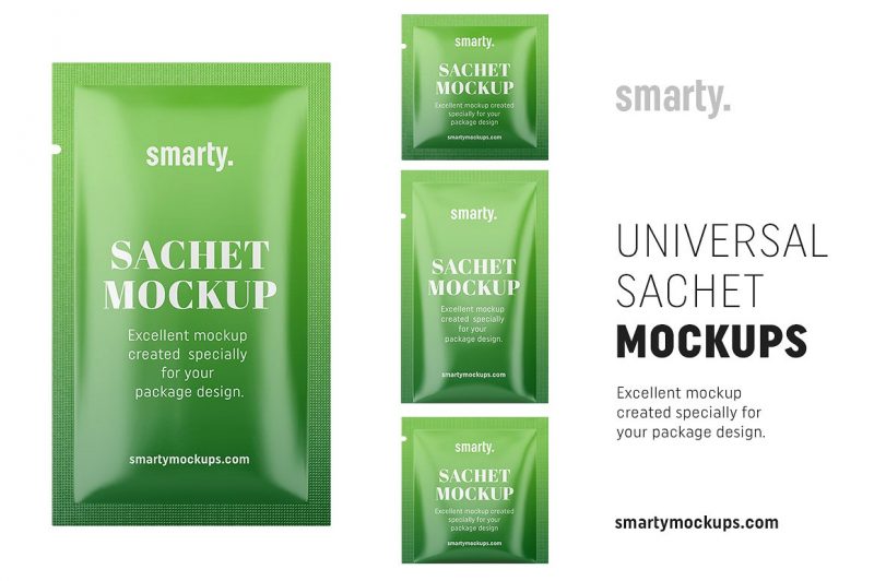 Multiple Design Sachet Mockup PSD