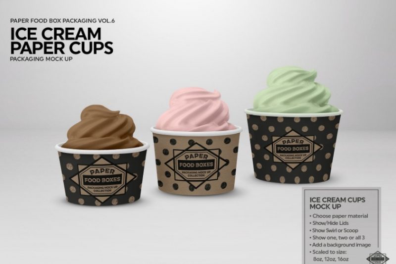 Paper Ice Cream Cups Mockup