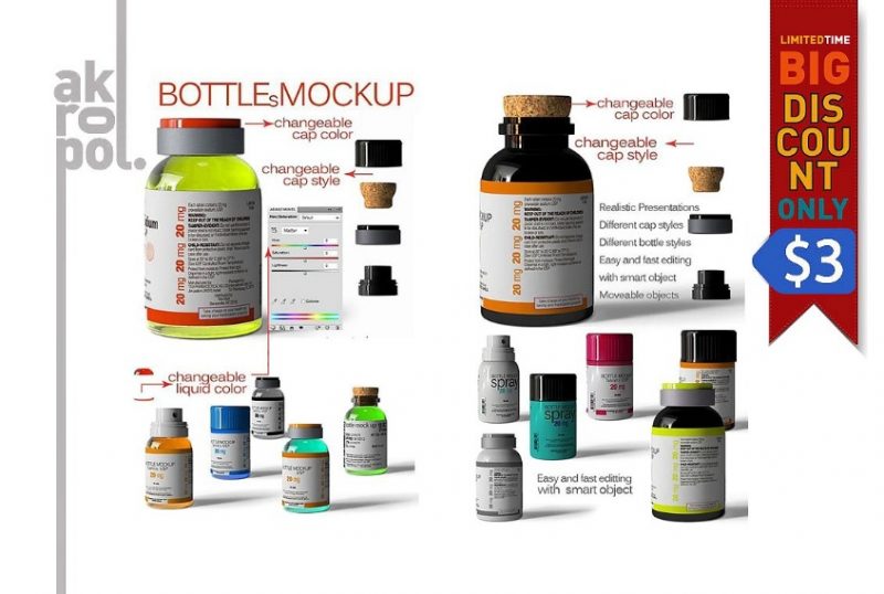 Pills Bottles Branding Mockup