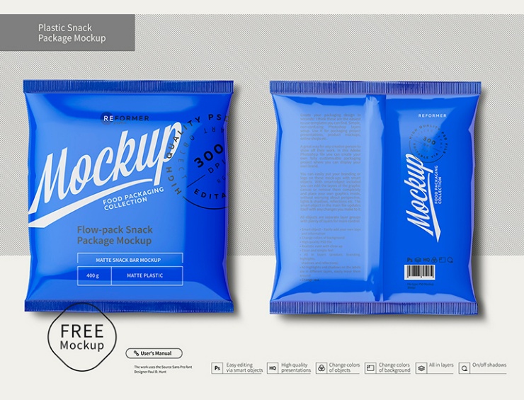 Plastic Snack Package Mockup PSD Free