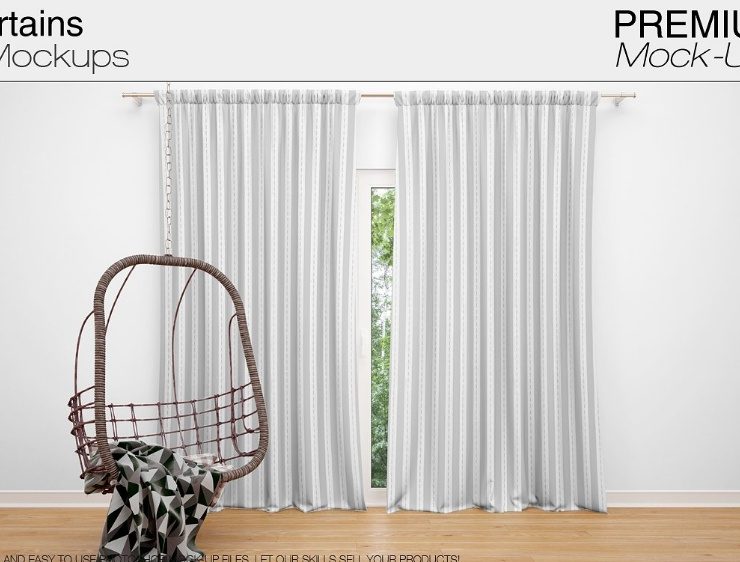 Realistic Curtains Mockup PSD - Graphic Cloud