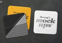 Realistic Square Coaster Mockup