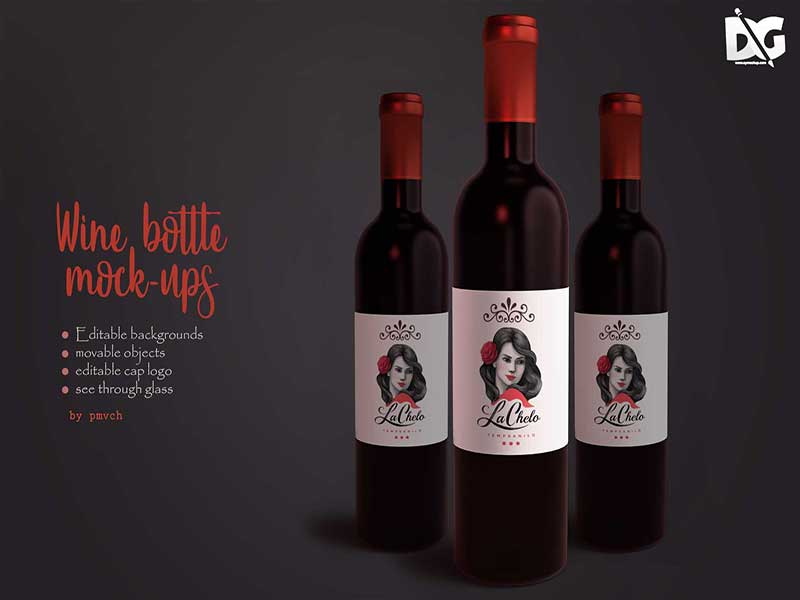 Red Wine Label Branding Mockup