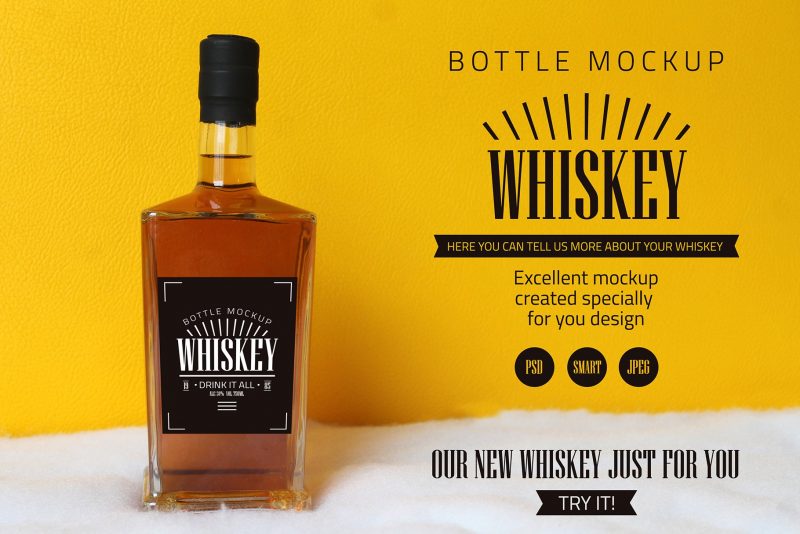 Download 15+ Whisky Bottle Mockup PSD Free Download - Graphic Cloud