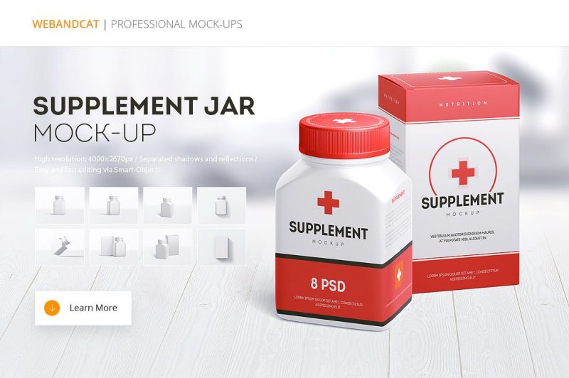 Supplement Jar Branding Mockup