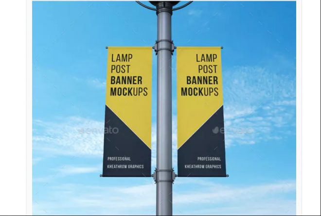 14+ Lamp Post Banner Mockup PSD Free Download - Graphic Cloud