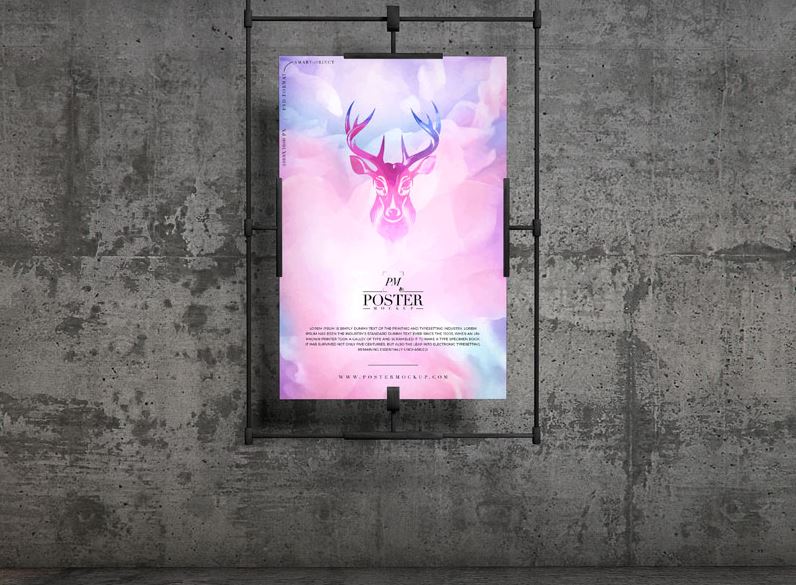 Concrete Wall Hanging Poster Mockup