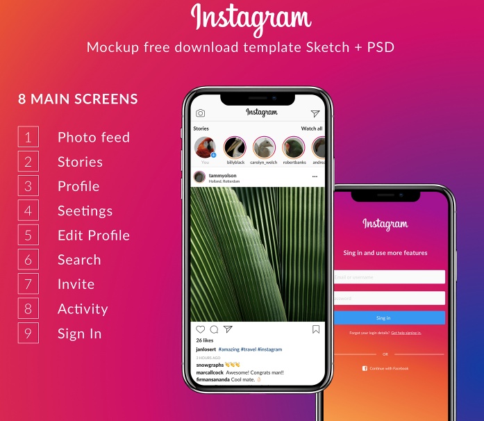 Download 41 Free Instagram Mockup Psd Template Updated 2021 Graphic Cloud